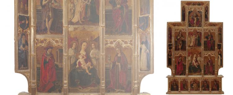 Valencian school. Group by Maestro de Perea, late 15th century. Altarpiece of the Virgen de la Leche