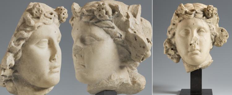 Cabeza de Baco. Antigua Roma, siglo I-II d.C. Mármol