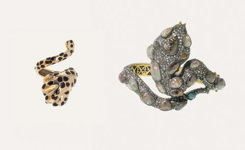 Anillo Dior & Brazalete en forma de serpiente